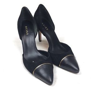 Reiss black suede leather d’Orsay pump 10 Brazil